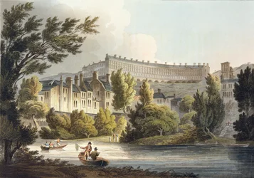 Bath Wick Ferry, a „Bath Illustrated by a Series of Views”-ből, John Hill (1770-1850) pub metszetében. William Miller, 1805 (akvatinta)